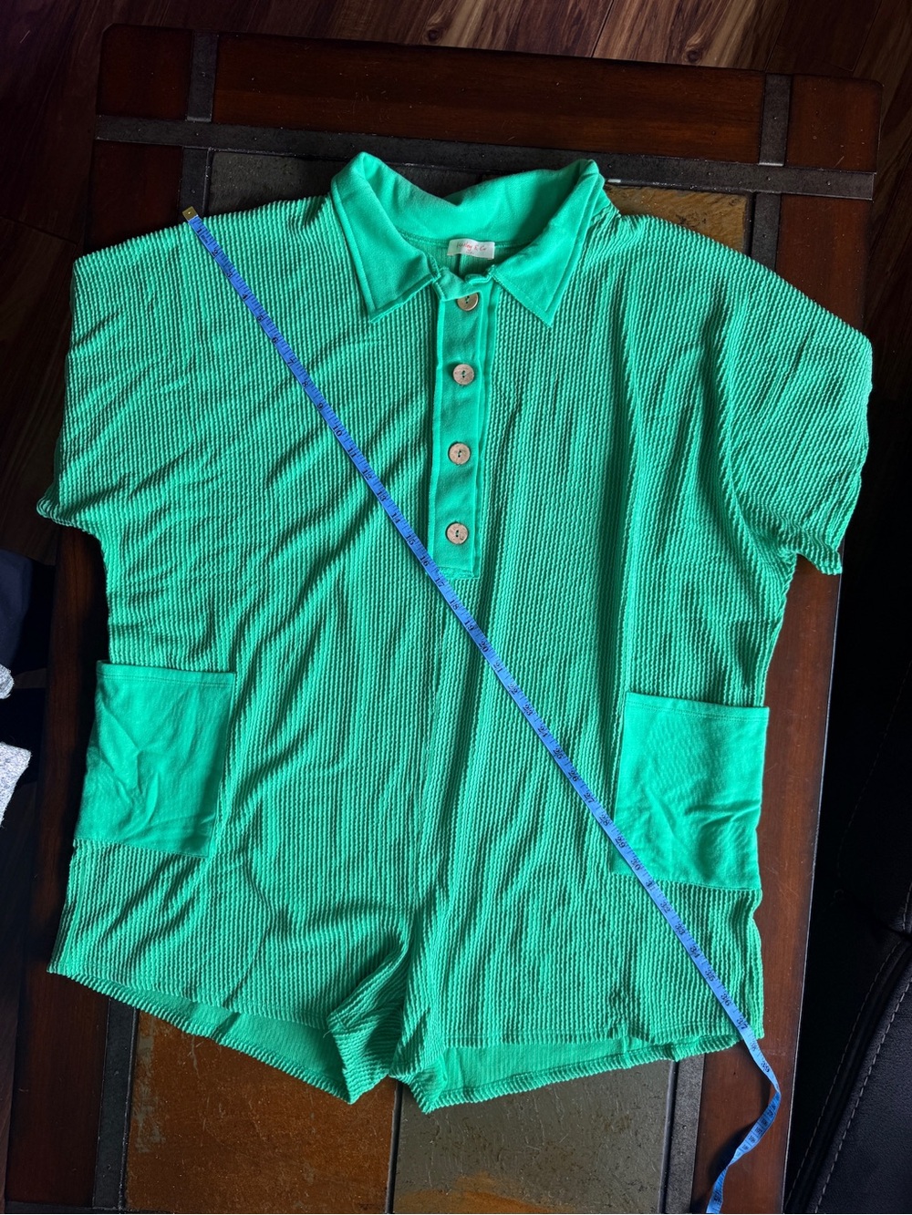 Hailey and co green romper shorts ribbed pockets summer 1xl comfort Beachy cover